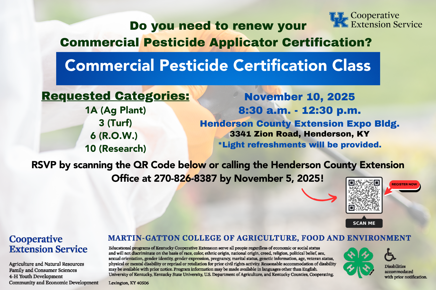 Commercial Pesticide Certification Class Scheduled for 11-10-25