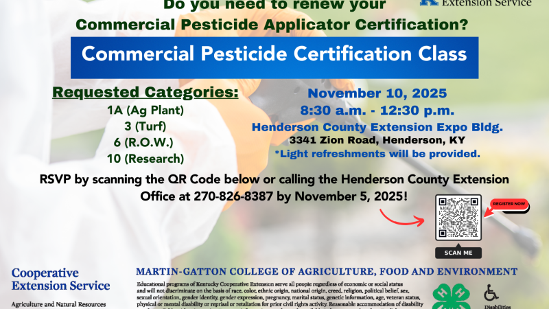 Commercial Pesticide Certification Class Scheduled for 11-10-25